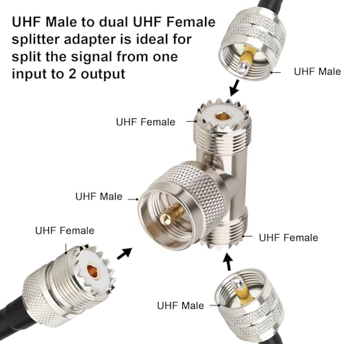 Adaptador T-Conector UHF Macho a Hembra, Pack 2 Pzs miniatura 4