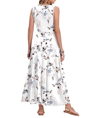 Image of AUSELILY Womens Maxi Dress Summer Sleeveless Wrap Long Dresses with Pockets | V-Neck Wrap Sleeveless Sundress, fits formal, casual, beach, vacation & daily wear