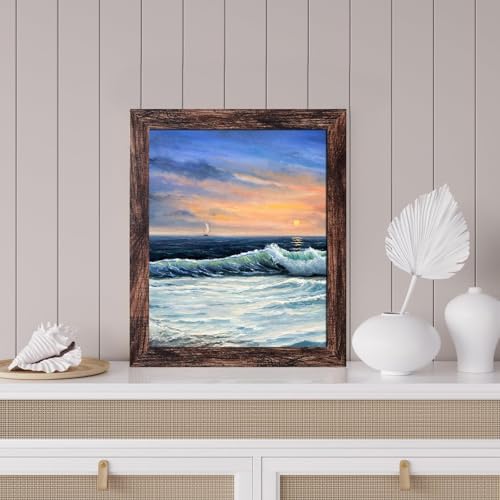 Image of LUCKYLIFE 8x10 Picture Frame Brown for Wall Mounting or Tabletop Display, 6 Pack