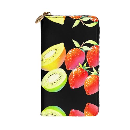 Strawberry Lemon printing Women's leather long handheld wallet large capacity credit card zipper bag2