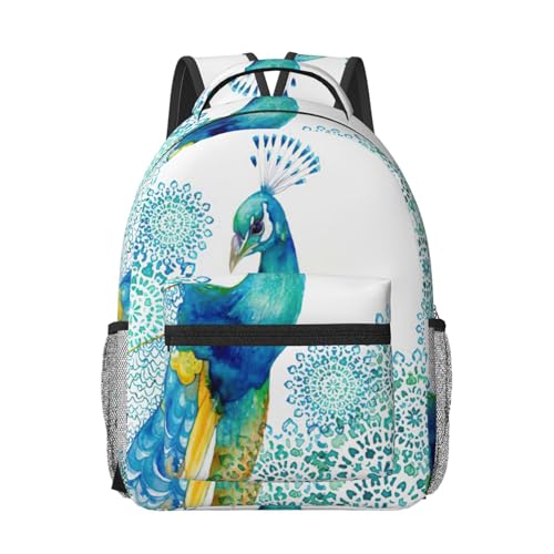 Sac à dos de voyage floral et paon pour ordinateur et trajets quotidiens