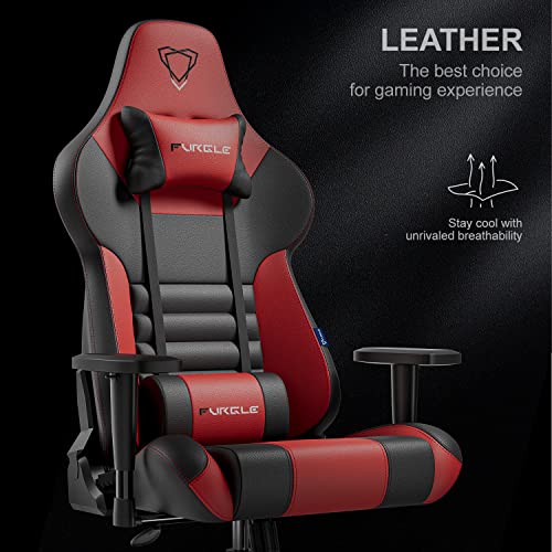 Image of Gaming Chair - Furgle Computer Chair - Racing Style High-Back Office Chair - PU Leather Ergonomic Video Game Chairs - Adjustable Armrests - Headrest and Lumbar Support - Rocking Mode -Red