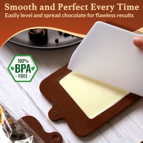 HKNMTT Chocolate Candy Bar Mold Silicone with 50 Clear Wrappers/Stickers/Plastic Scraper and Reusable Storage Bag, Lover Mothers Fathers Valentine's Day DIY Chocolate Molds Gift