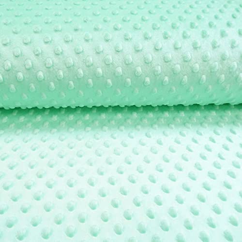 Tissu Doudou Ultra doux Pois Menthe - Par 50 cm