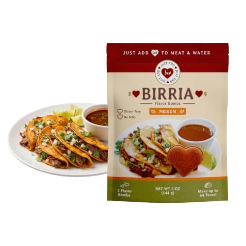 Image of Just Add Luv Authentic Birria Spice Bomb Seasoning Medium (Picante) - Mexican Spice Mix w /Chiles Herbs Spices - Perfect for Tacos Quesadillas Enchiladas - No MSG, Easy to Use (1 Bag)