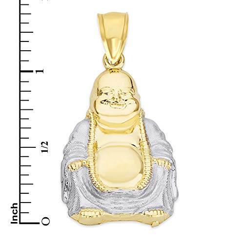 10k Real Solid Two Tone Gold Laughing Buddha Pendant, Chinese Folklore Jewelry, Buddhist Gifts for Him3