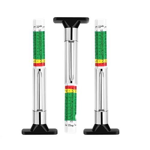 MOWUVAI Tyre Tread Depth Gauge UK, 6-Sided Smart Color Coded, Tyre Depth Measurement Tool in 25MM/32nds, 3PCS