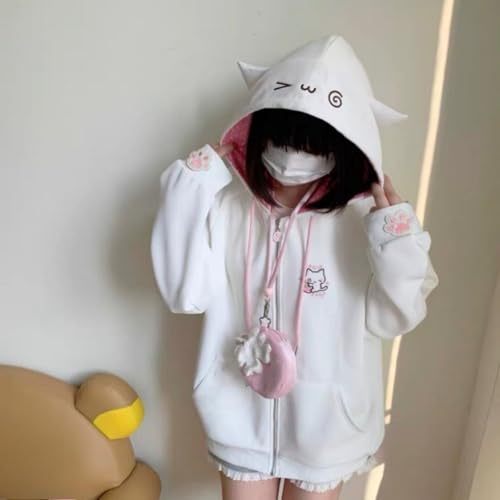 Image of Pokn Y2K Zip Up Hoodie Jojifuku Cutecore Kawaii Hoodie Clothes Women Long Sleeves Tops Graphic Cutecore Shoujo Clothes
