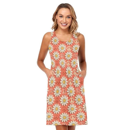 Image of ALAZA Women's Summer Dress Sun Dress Sleeveless with Pockets