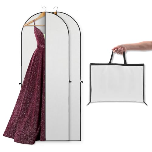 Kleidersack lang 180x60cm, 2 Stück Anzugtasche für Reisen Aufbewahrung Kleiderhülle, Atmungsaktive Kleidersäcke für Sakkos Abendkleider kleidersack anzug Kleiderhülle mit reißverschluss Taschen