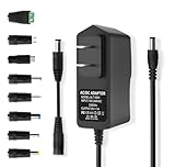9V DC Adapter 1A Power Supply AC Adapter 100-240V 50-60Hz AC to DC 9V Power Cord Tip Positive, &【Tip Negative 5.5 x 2.1mm Reverse Polarity Converter Cable】