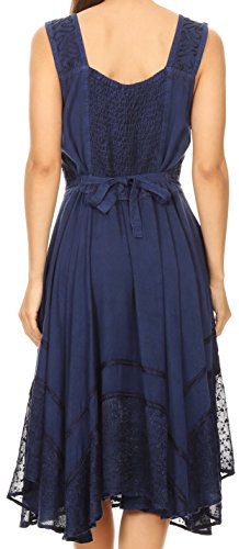 Image of Sakkas Magdilena Stonewashed Corset Front Embroidered Dress