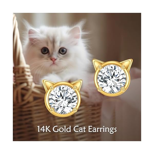 DOVRAN 14K Solid Gold Stud Earrings Trendy Cute Earrings for Women Gift Birthday Christmas - Image 4