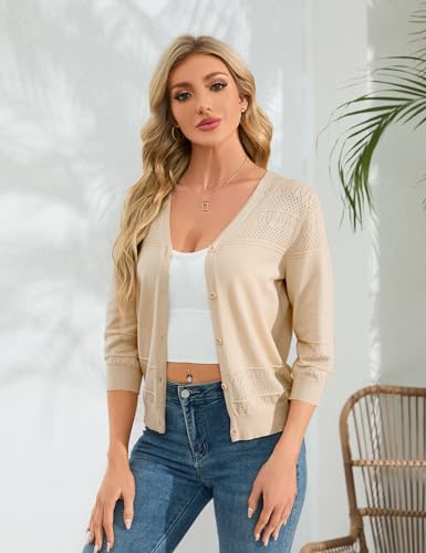 Womens Cropped Cardigan Knit Shrugs for Dresses V Neck Button Down Bolero Cardigans Sweaters2