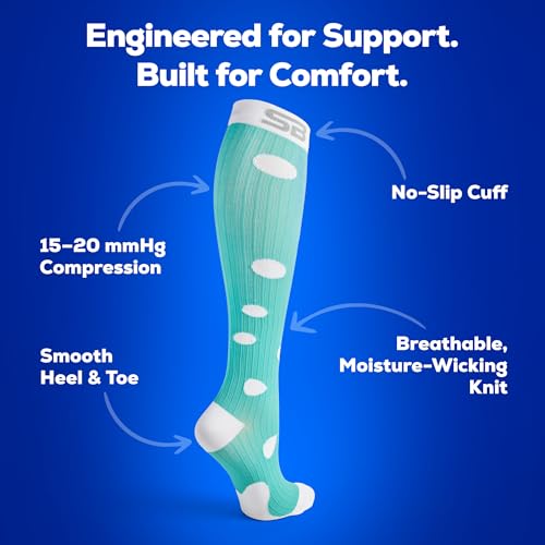 Image of SB SOX 3-Pair Compression Socks (15-20mmHg) for Men & Women - Comfortable Socks, Easy to Put On - Best Socks for Daily /Any Use, Running, Nurse, Travel