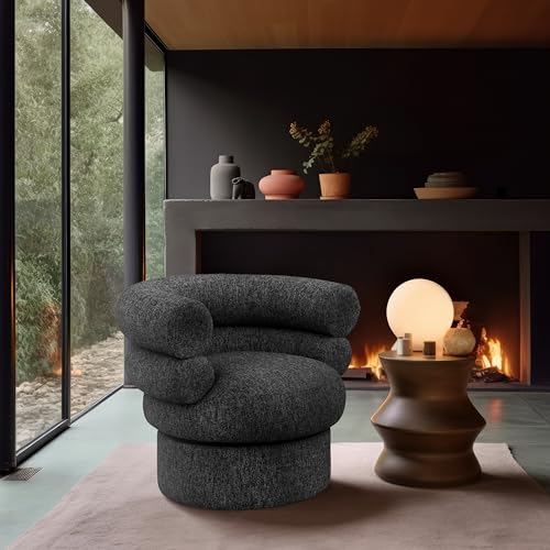 Sillón Plegable Negro Tela Texturizada Lino miniatura 2