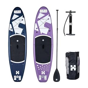 Home Deluxe - Stand up Paddle Moana - Farbe: Lila, Länge: 366 cm, Breite 81 cm - inkl. Paddel, Reparatur Kit, Transporttasche, Luftpumpe und Sitzbänken I SUP Surfboard Paddle