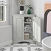   Merax-Corner-Cabinet-with-Adjustable-ShelvesBathroom-Storage-with-Two-Doors-Freestanding-Grey
