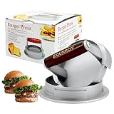 Hamburger Press Patty Maker, 3-in-1 Adjustable Burger Shaper Mold for 1/2 lb, 1/3 lb, 1/4 lb Patties, Cast Aluminum Stuffed Burger Ring, Heavy Duty Slider & Sausage Patty Maker, Non-Stick & Easy Clean