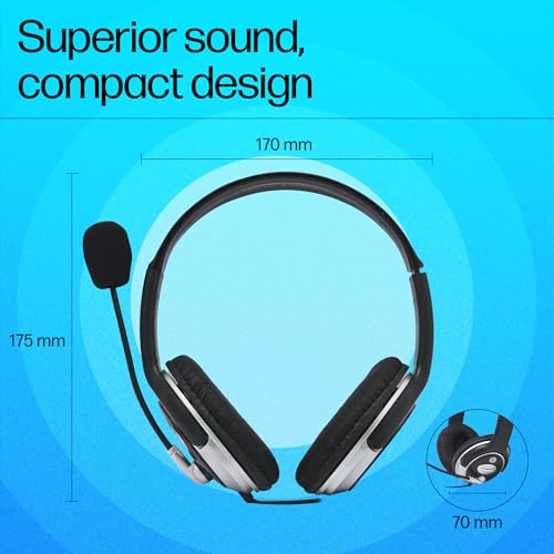 Hp Wired On Ear Headphones With Mic With 3.5 Mm Drivers, In-Built Noise Cancelling, Foldable And Adjustable For Laptop/Pc/Office/Home/ 1 Year... - Image 2