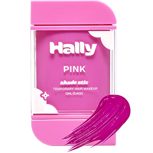 HALLY Shade Stix - Temporary Hair Makeup, Patent-Pending One-Day Washable Hair Color, Transfer Proof - Replace Messy Chalk, Spray and Wax with One Wash Hair Color for Kids, Teens, and Adults - Pink