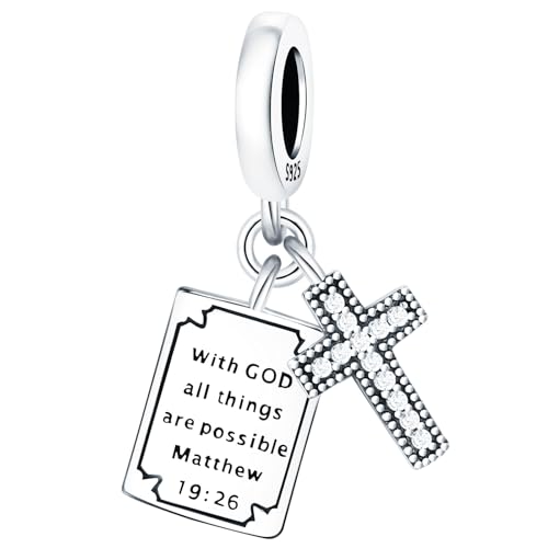 925 Sterling Silver Beads for Bracelets & Necklaces, Bible Cross Book Charms, Birthday Graduation Jewelry Gifts for Women Men Lover