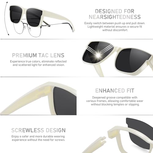 Over Glass Sunglasses for Men Women,Lightweight Square Polarized Sunglasses Wear Over Glasses,UV Protection4