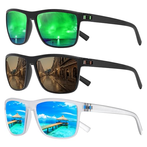 Image of Square Polarized Sunglasses for Men and Women Lightweight Frame Sun Glasses with UV Protection