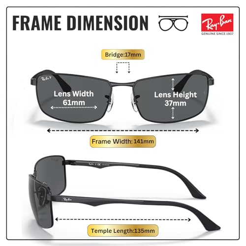 Image of Ray-Ban RB3498 Rectangle Shaped Sunglasses for Men with Official RAYBAN Eyewear Kit