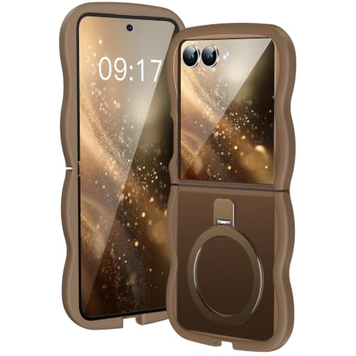 Image of Cute Wavy Magnetic Stand Case for Galaxy Z Flip 8 Fit for MagSafe