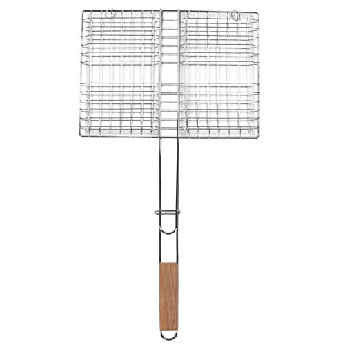 AYQEBNC Grill Basket, BBQ Grill Basket Stainless Steel Rustproof Multipurpose Fish Grill Basket for Outdoor