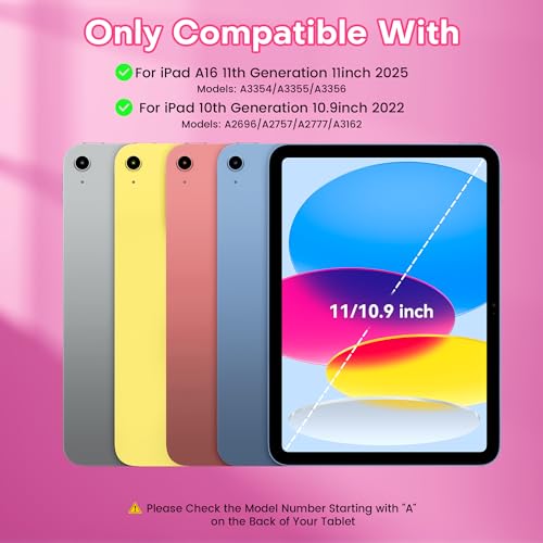 Image of YBING for iPad A16 Case with Keyboard /11th Gen (2025) & iPad 10th Gen 10.9 inch (2022), 7-Color Backlit Detachable Keypad, 360 Rotating Magnetic Cover with Pencil Holder (Watermelon Red)
