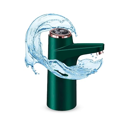 NK Dispensador de Agua - Indicador LED, Batería 1500 mAh Recargable por USB, Material Protector de Silicona, Compatible con Garrafas y Botellas 4,5L, 5L, 7,5L, 10L, 11,3L, 15L, 18,9L (Verde)