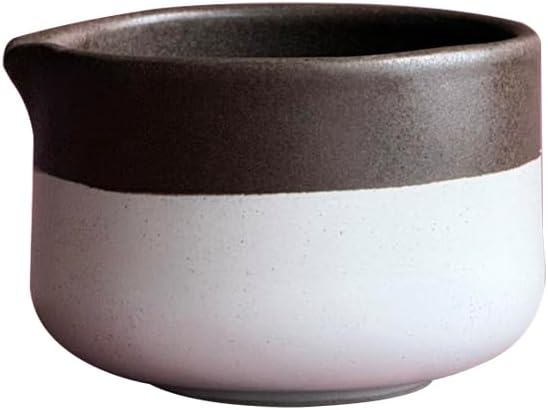 Modern Stoneware Matcha Bowl – Handmade Ceramic Chawan, 450ml, 12x8.2cm, Minimalist Design – Made in Thailand (Brown-White)