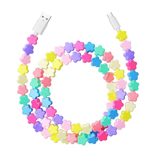 ATESSON USB to USB C Cable 3.3FT Beaded Charging Cord 60W Fast Charging Beaded Phone Charger for iPhone 17 16 15 Pro Max for Galaxy S25 S24 and More USB Type C Cable for Women Girls Color