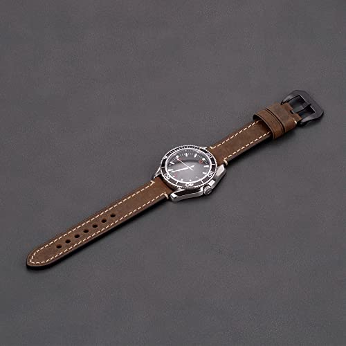 EACHE Leather Watch Bands for Men,Vintage Crazy Horse Leather & Vegetable Tanned Leather & Oil Waxed Thick Leather Watch Bands 20mm 22mm 24mm 26mm - Image 4