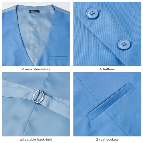 Image of Enlision Men's Suit Vest Business Formal Dress Waistcoat Solid Color Vest for Suit or Tuxedo
