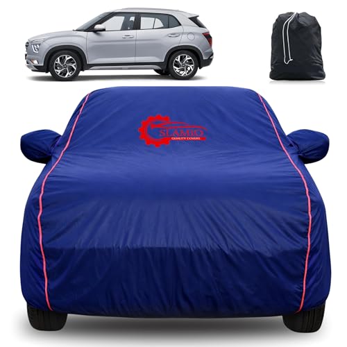 Image of 100% Waterproof Car Cover for Hyundai's Creta 2020-2026 Model | All-Weather, Dustproof & UV Protection | Heavy-Duty 3-Layer Fabric | Custom Fit with Mirror & Antenna Pocket | Navy Blue