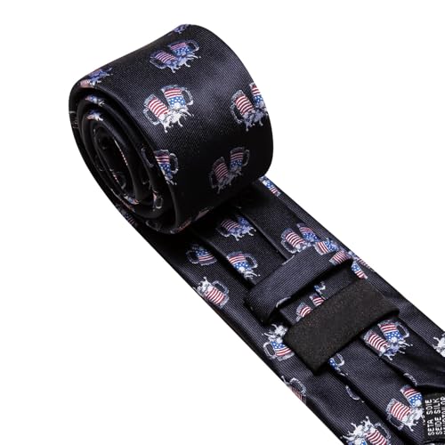 Image of Barry.Wang Man Tie Sets Skull Ties Animal Extra Long Necktie Silk Woven Handkerchief Cufflinks Festival Party Gift