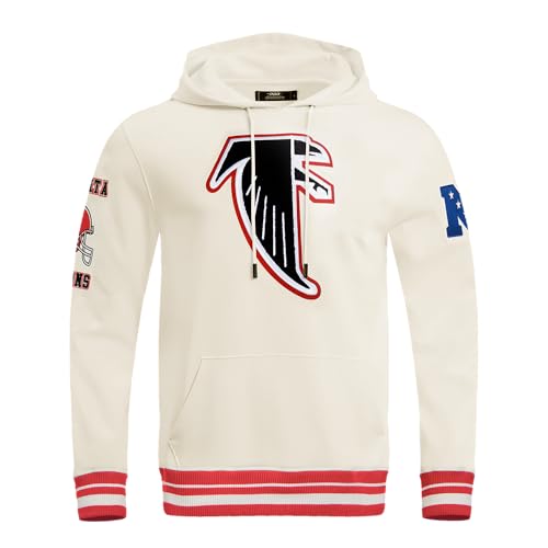 Pro Standard Mens NFL Atlanta Falcons Retro Classics Pull Over Hoodie Eggshell/Red 2Xl
