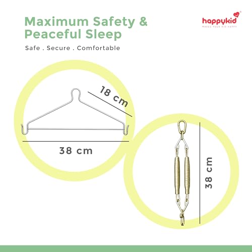 Image of Happykid Baby Cradle Set | Durable Cotton Cloth, Mosquito Net, Spring, Hanger Jhoola (Green)