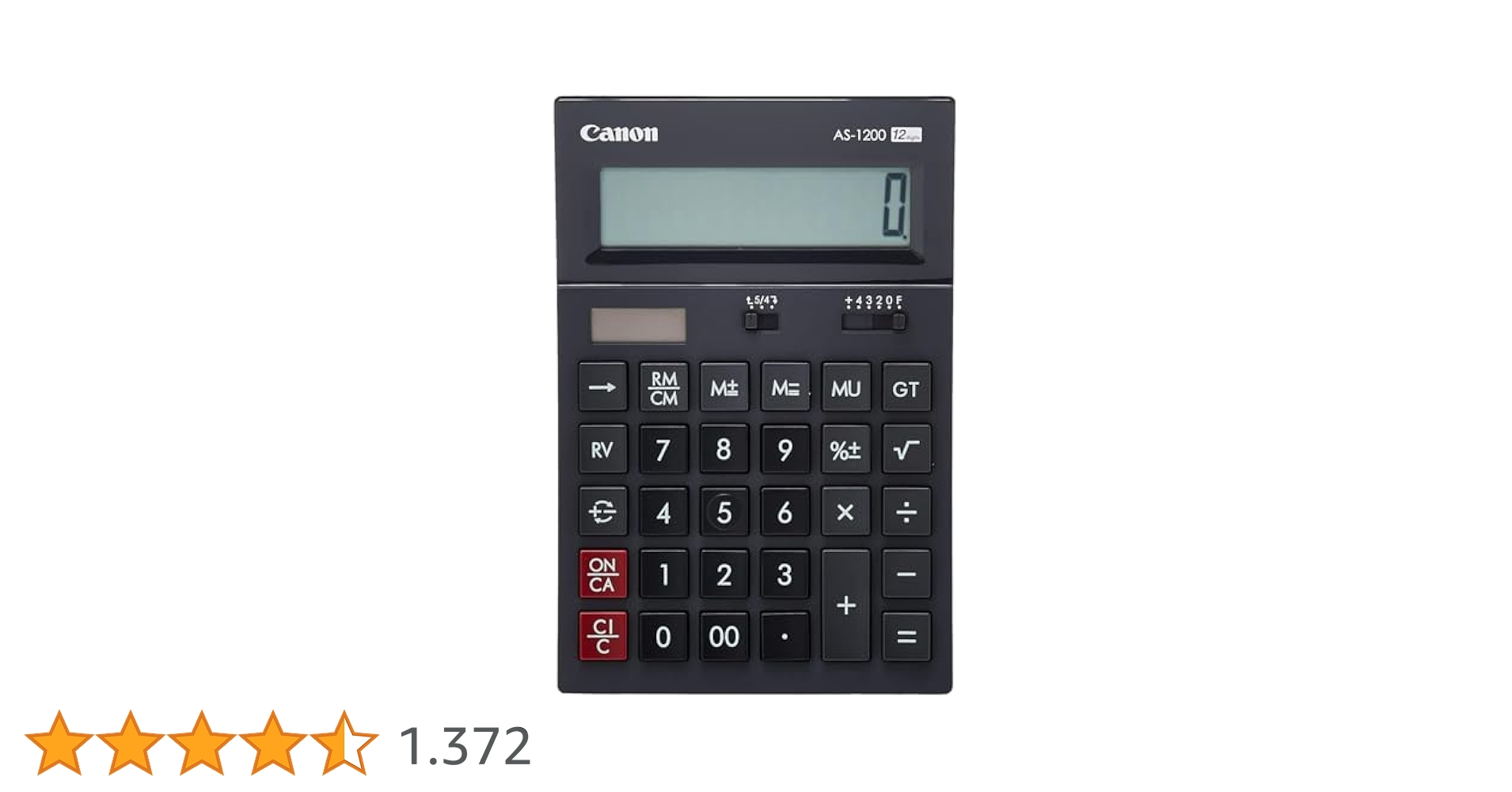 Canon AS 1200 Calcolatrice Da Tavolo - 12 Cifre, Alimentazione Solare E A Batteria