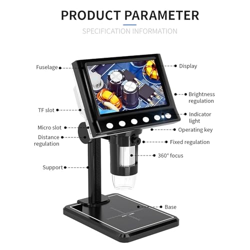 Image of Microscope Accessories kit Slide Preparation camer Digital Microscope Photo and Video with 4.3-inch 1080P Screen Microscope 1000X Magnification TD-1048IM