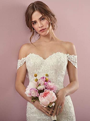 RYANTH Off Shoulder Mermaid Wedding Dresses for Bride 2024 Lace Boho Beach Open Back Bridal GownsWDD982