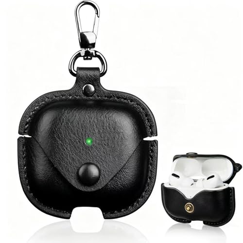 For AirPods Pro 3(2025) ケース カバー 革 対応 airpods pro 3 PU革 イタリアンレザー 式 全面保護 落下防止 耐衝撃 キズ防止損失を防ぐ(キーホルダー付き)充電便利 装着充電可能 LEDライト可視 ワイヤレス充電対