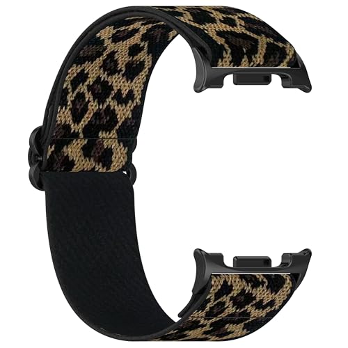 Nylon Armband Kompatibel mit Samsung Galaxy Watch 8 44mm 40mm Armb&auml;nder Damen Herren Weiches atmungsaktives Uhrenarmband Ersatz Elastisches Sport Verstellbares Ersatzarmband (Leopard)
