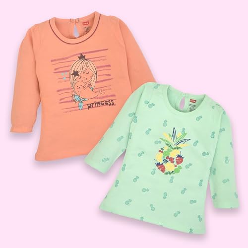 Image of LuvLap Baby Girls 100% Cotton Full Sleeve Girls Top, Pack of 4