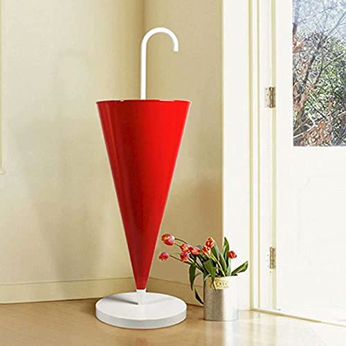 Soporte metálico para paraguas rojo tipo cubo y bastones 7