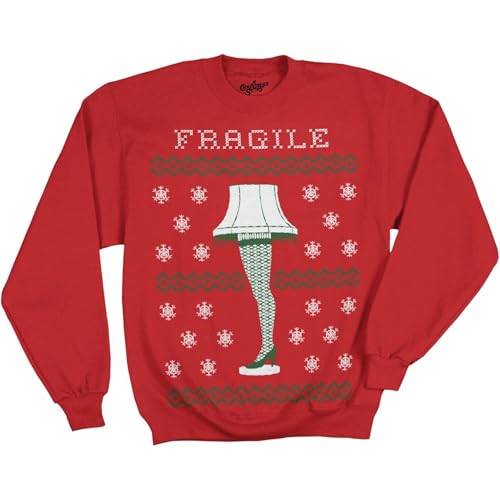Ripple Junction A Christmas Story Fragile Leg Lamp Faux Sweater Adult Sweatshirt...