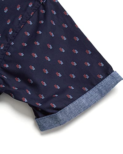Ben Sherman Boys? Shirt ? Casual Short Sleeve Button Down Collared Shirt (Size: 4-18), Size 14-16, Navy Shapes #TOP5